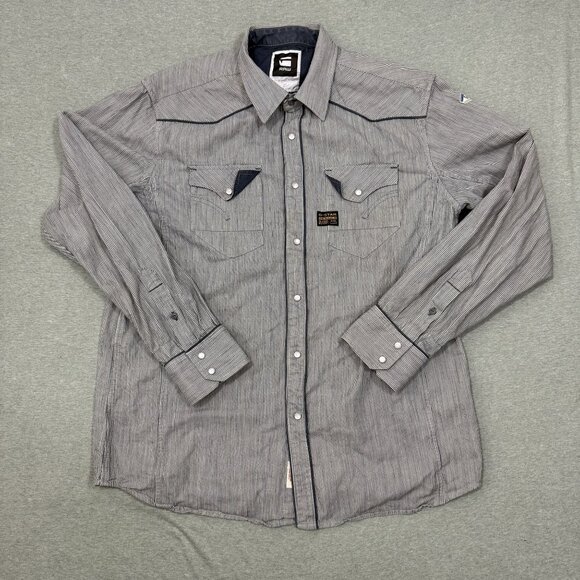 G-Star Other - G Star Raw Midnight Sign Piping Long Sleeve Pearl Snap Urban Western Shirt XXL